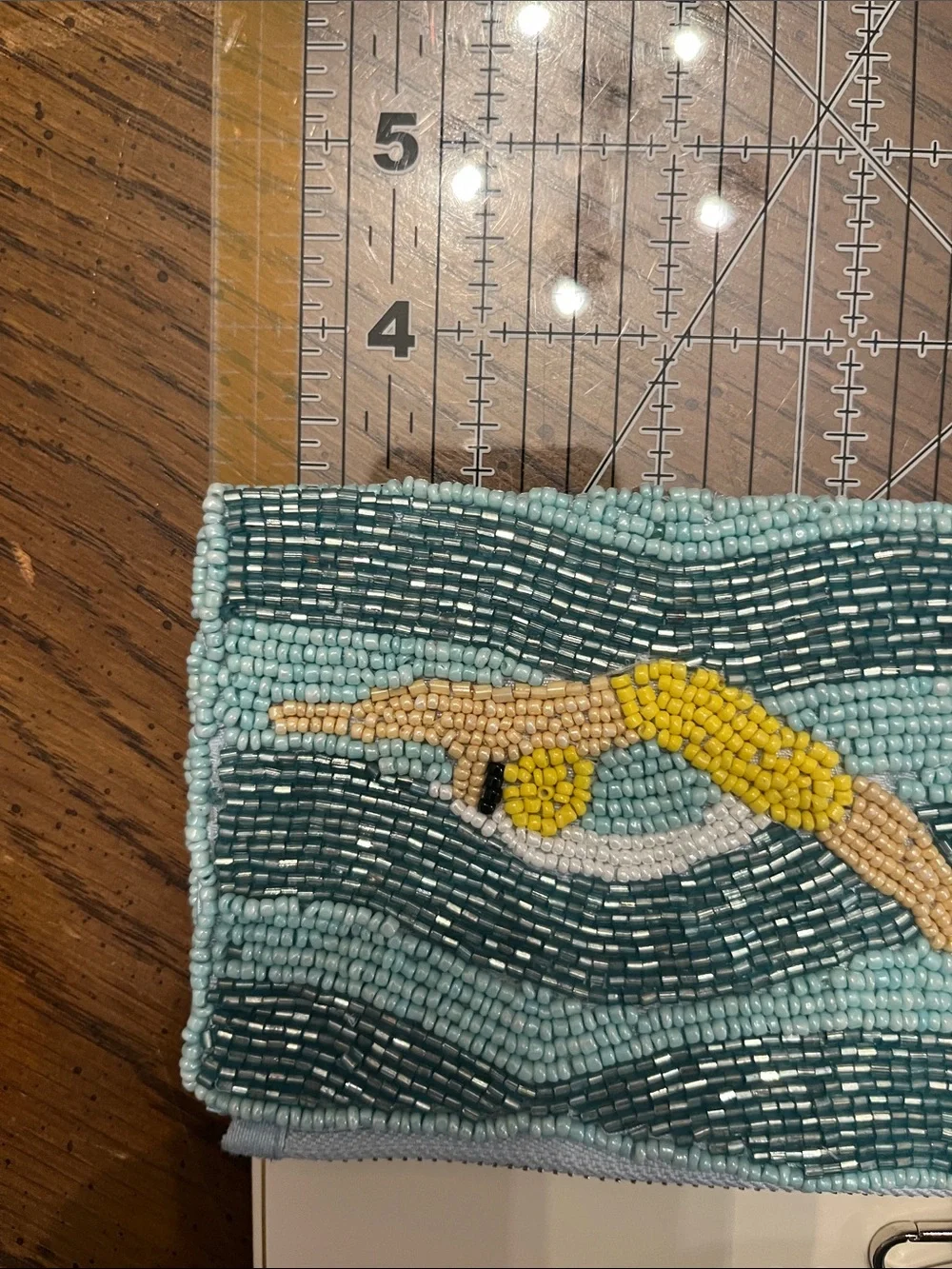 Sol and Mer beaded swimmer coin purse, new